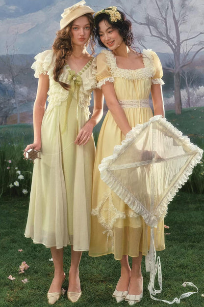 Lace Yellow Retro Dress