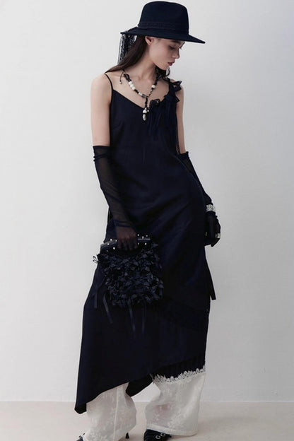 Dark Silk Butterfly Wings Slip Dress