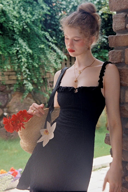 Ruffled Lace A-line Slip Dress