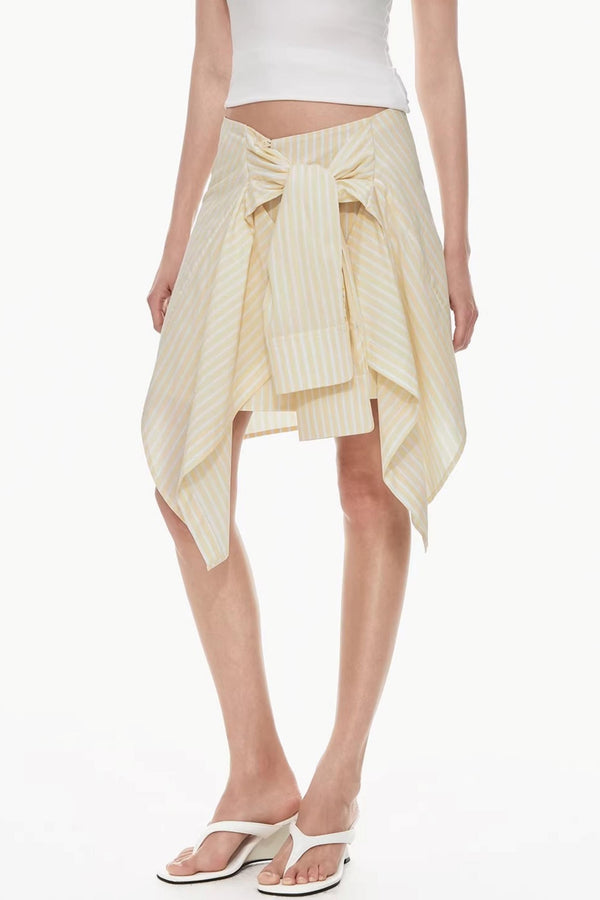 Yellow Striped Tube Top Style Skirt