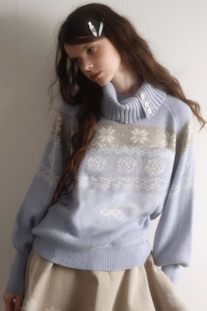 Velvet Cat Patch Wool Sweater Set-Up