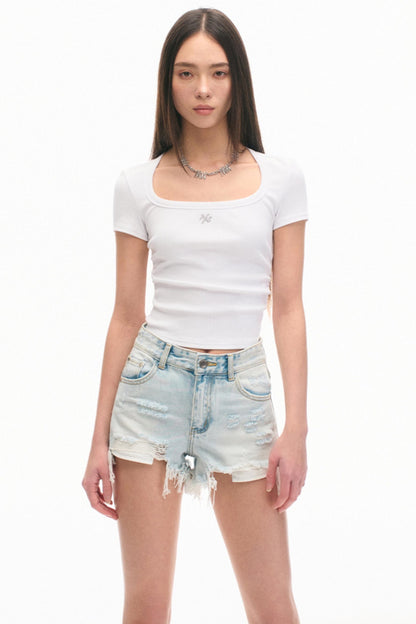 Floral Slim Rib T-Shirt