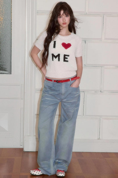 Versatile Crew Neck Love Knitwear