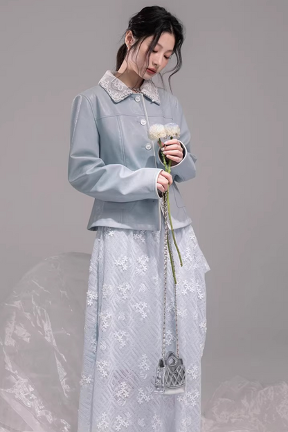 Embroidered Ice Lake Blue Dress