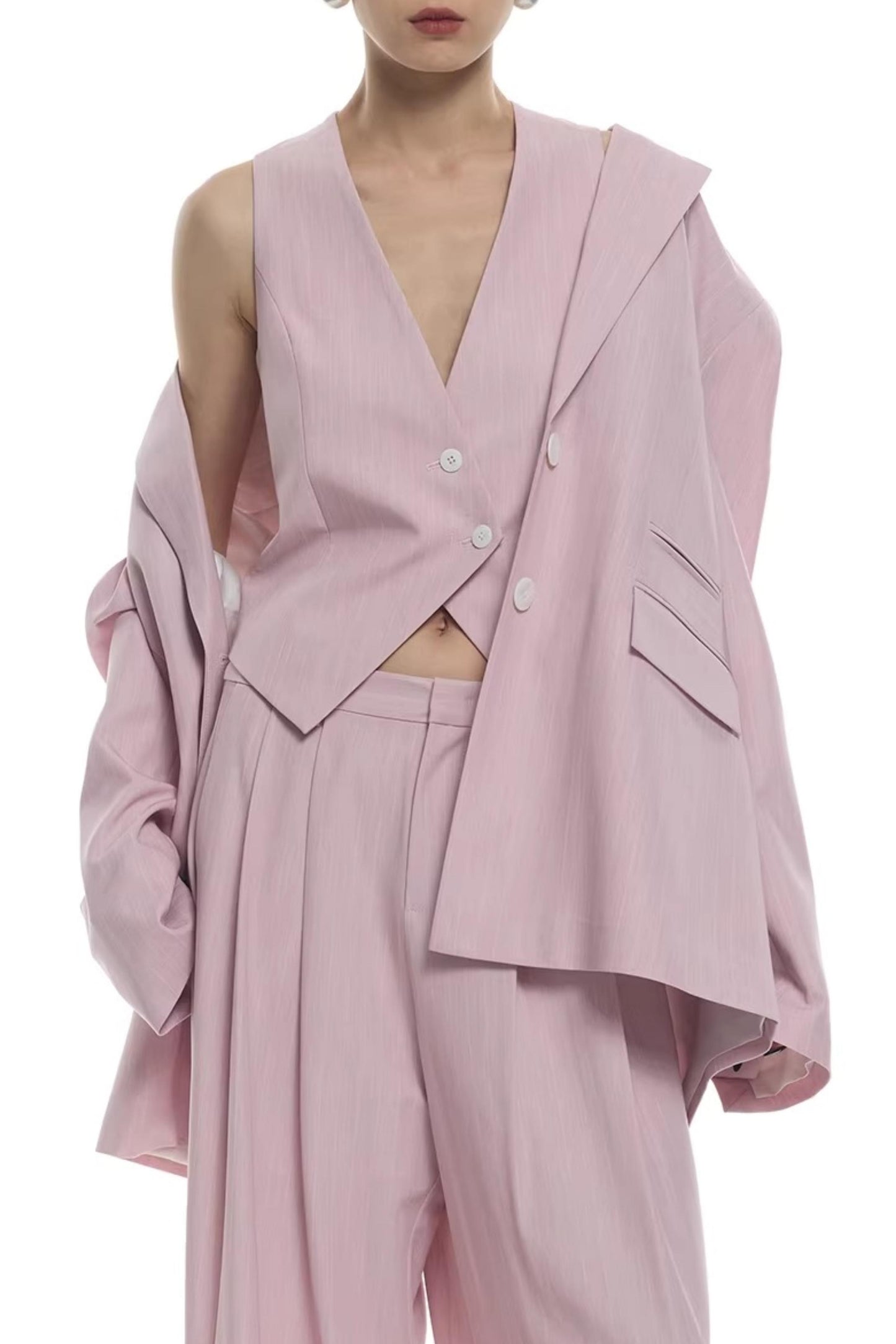 Light Pink Striped Blazer Jacket