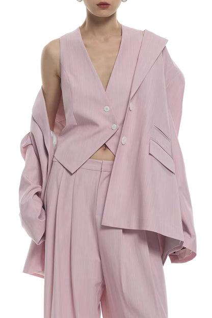 Light Pink Striped Blazer Jacket
