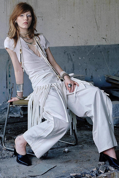 Deep V-neck Layered T-shirt