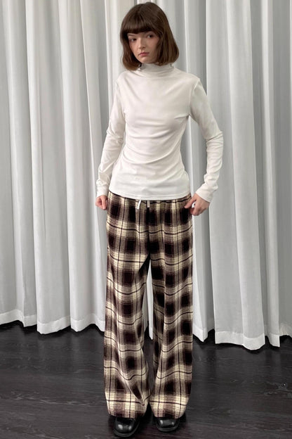 Versatile Khaki Plaid Trousers