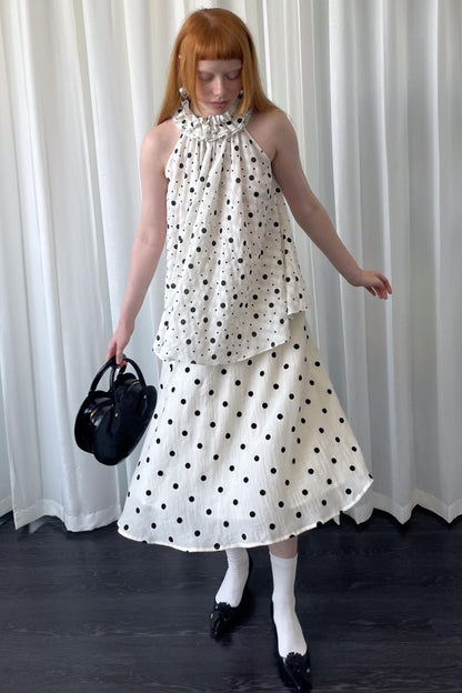 Polka Dot Lace Halter Top