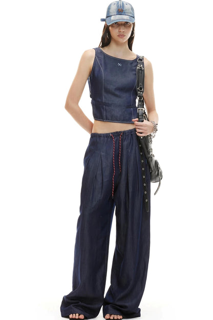 Backless Lyocell Denim Vest