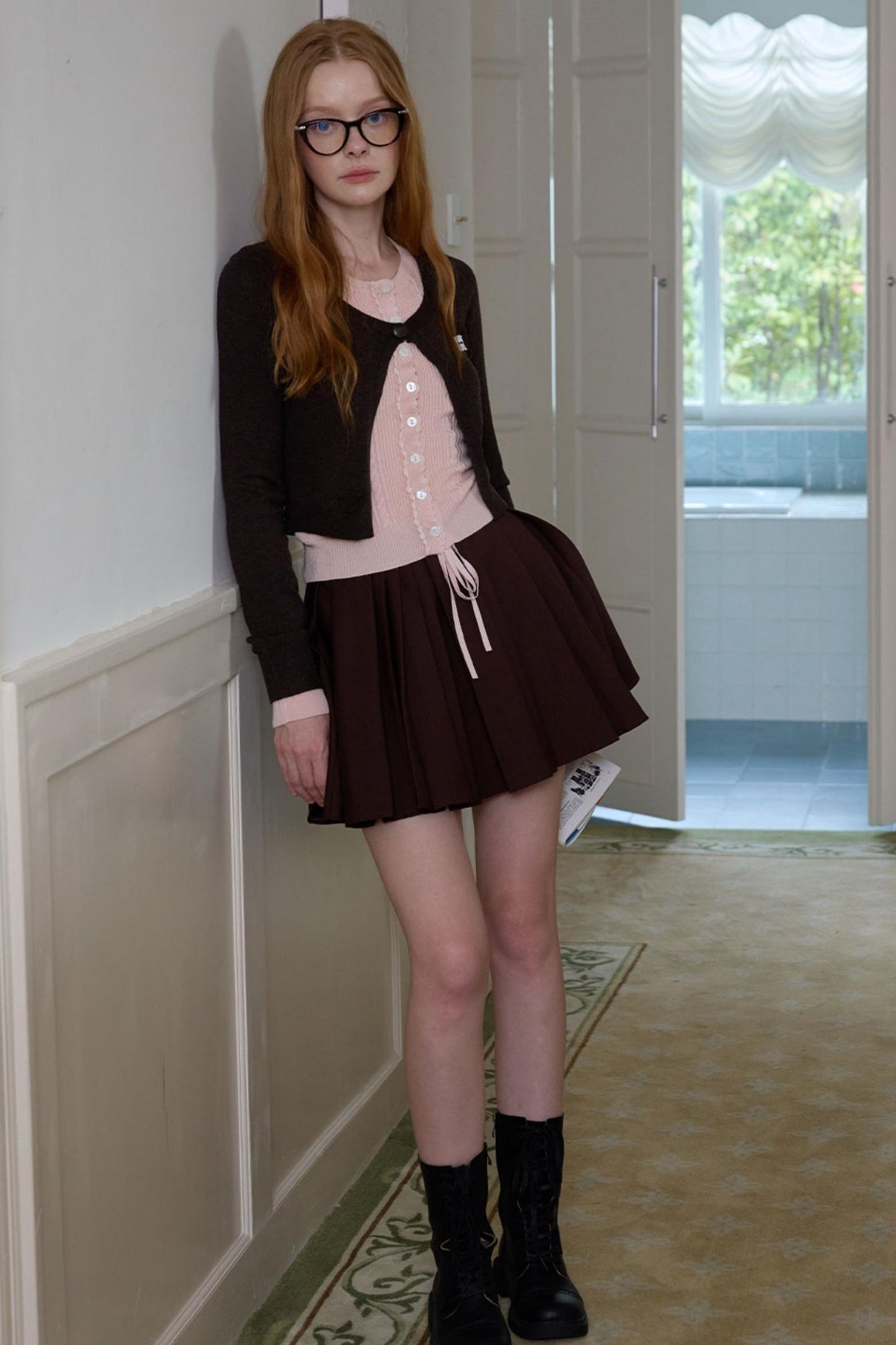 Fake two Piece Lace Knit Top