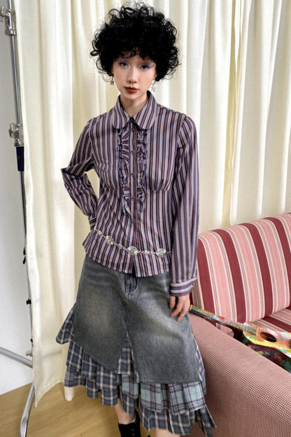 Striped Slim French Shirt