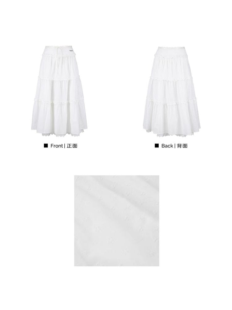 Lace Splicing Mesh Long Skirt