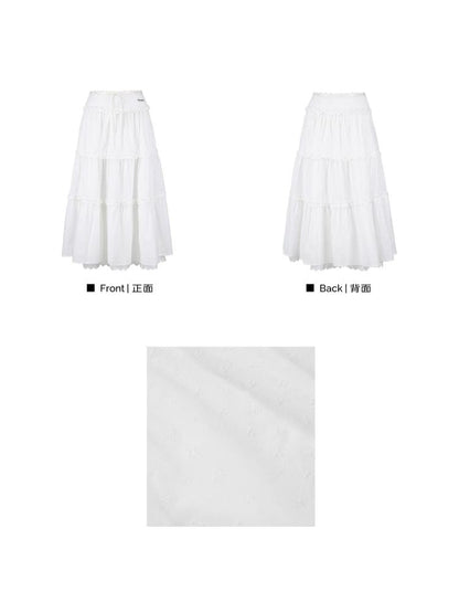 Lace Splicing Mesh Long Skirt