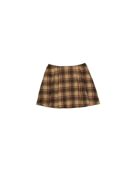 Checkered Lined Skirt Pants