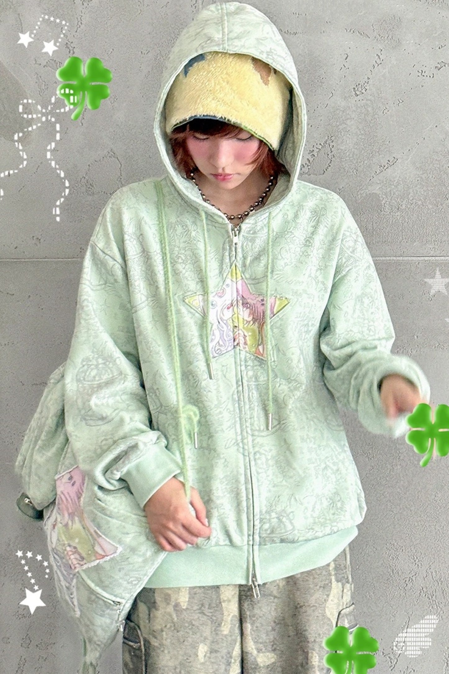 Dreamcore Double Shoulder Sweatshirt Drawstring Bag