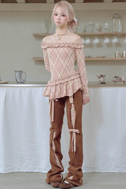 Corduroy Patchwork Flared Pants