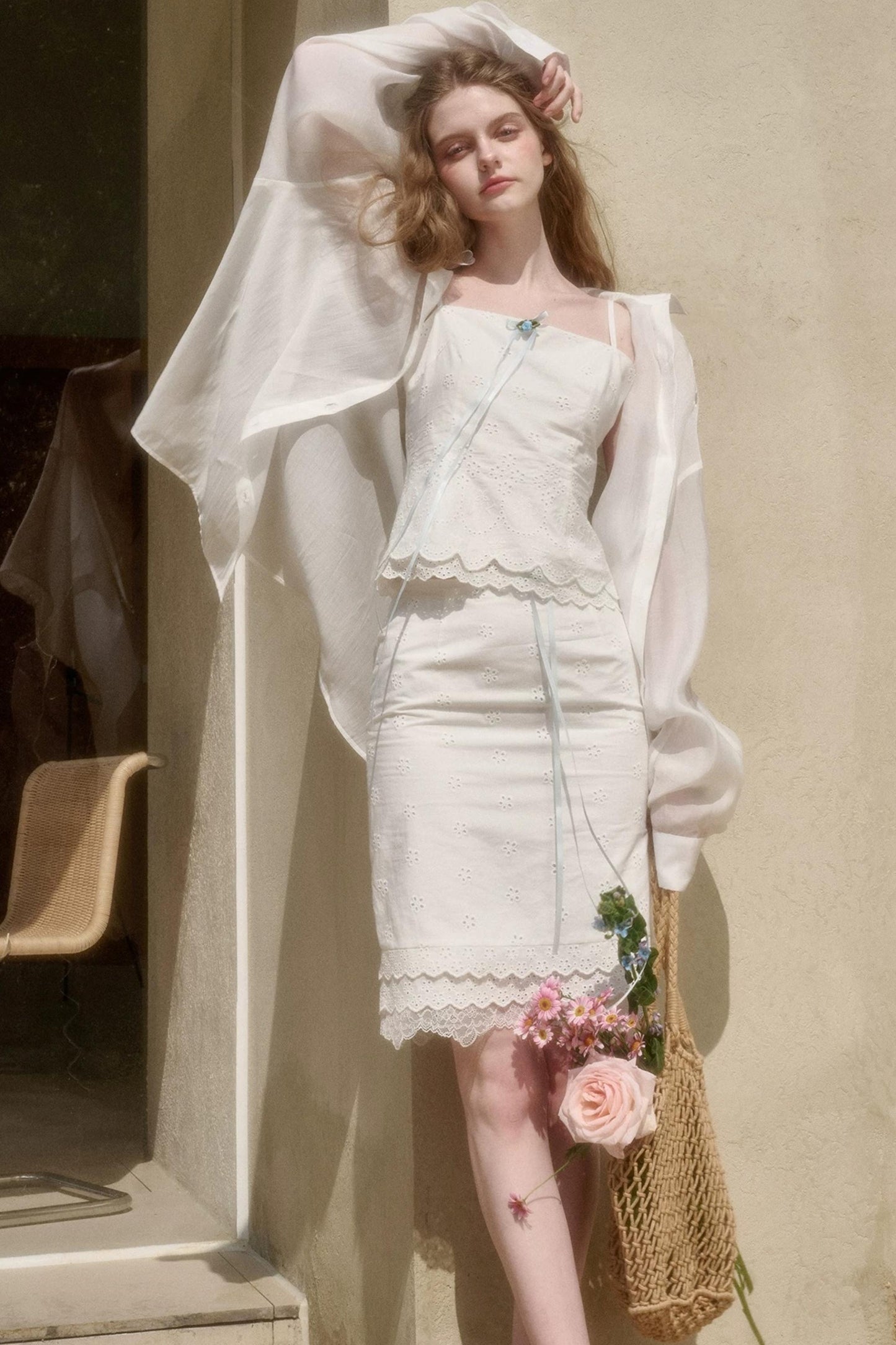 White Jasmine Cotton Embroidered Set-Up
