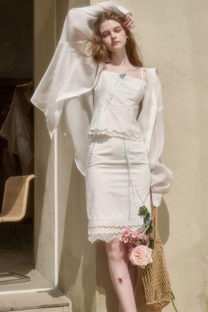 White Jasmine Cotton Embroidered Set-Up