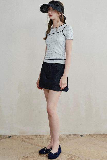 Lace-Trimmed Blueberry Two-Piece Set