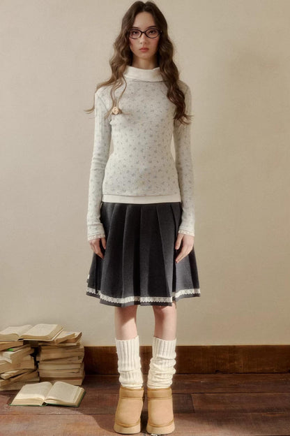 Floral Knit Long-Sleeve Top