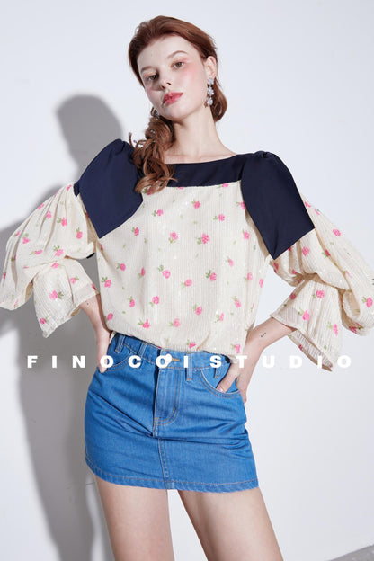 Sequin Rabbit Sleeve Shirt