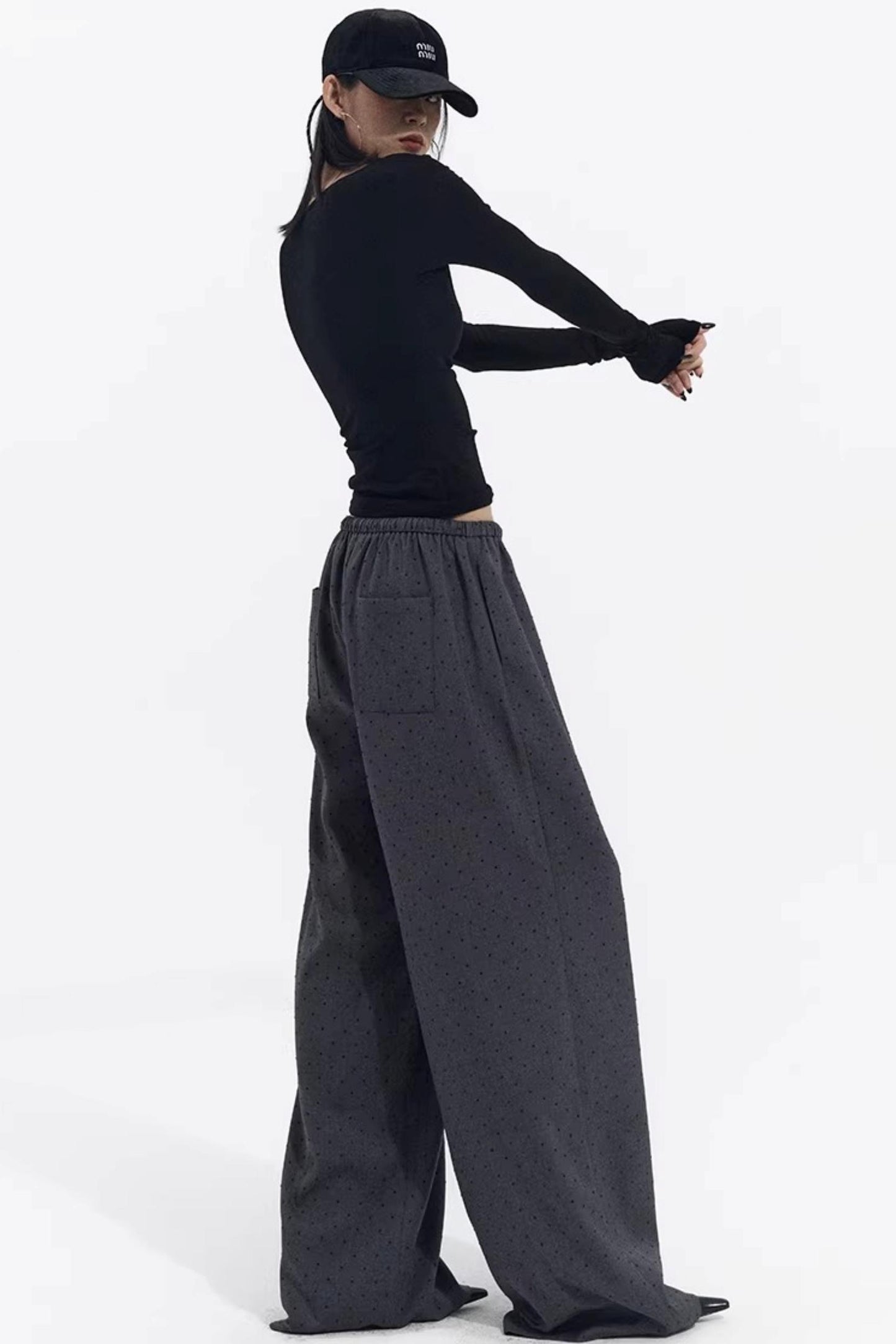 Retro Gray-Red Polka Dot Trousers