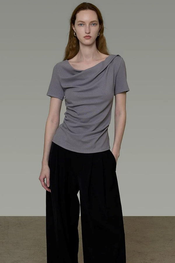 Asymmetric Swing Collar Top