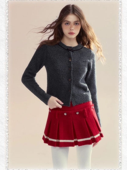 Versatile two-wear design Tweed pleated skirt shorts