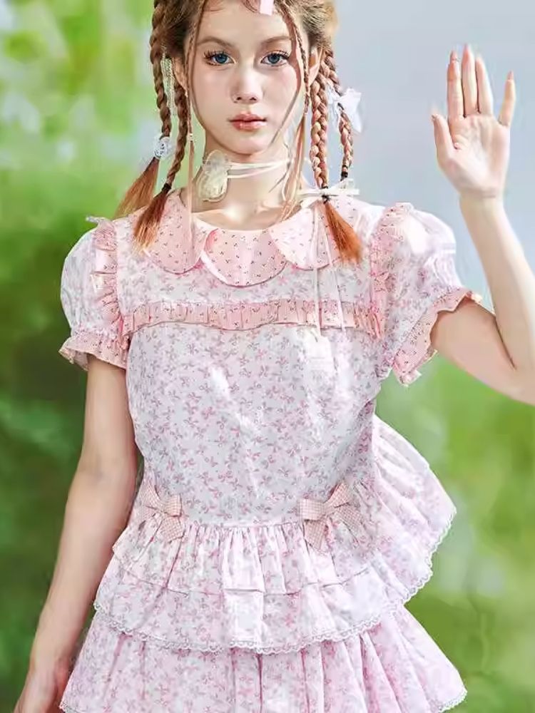 Cute Doll Neck Short Sleeve Blouse