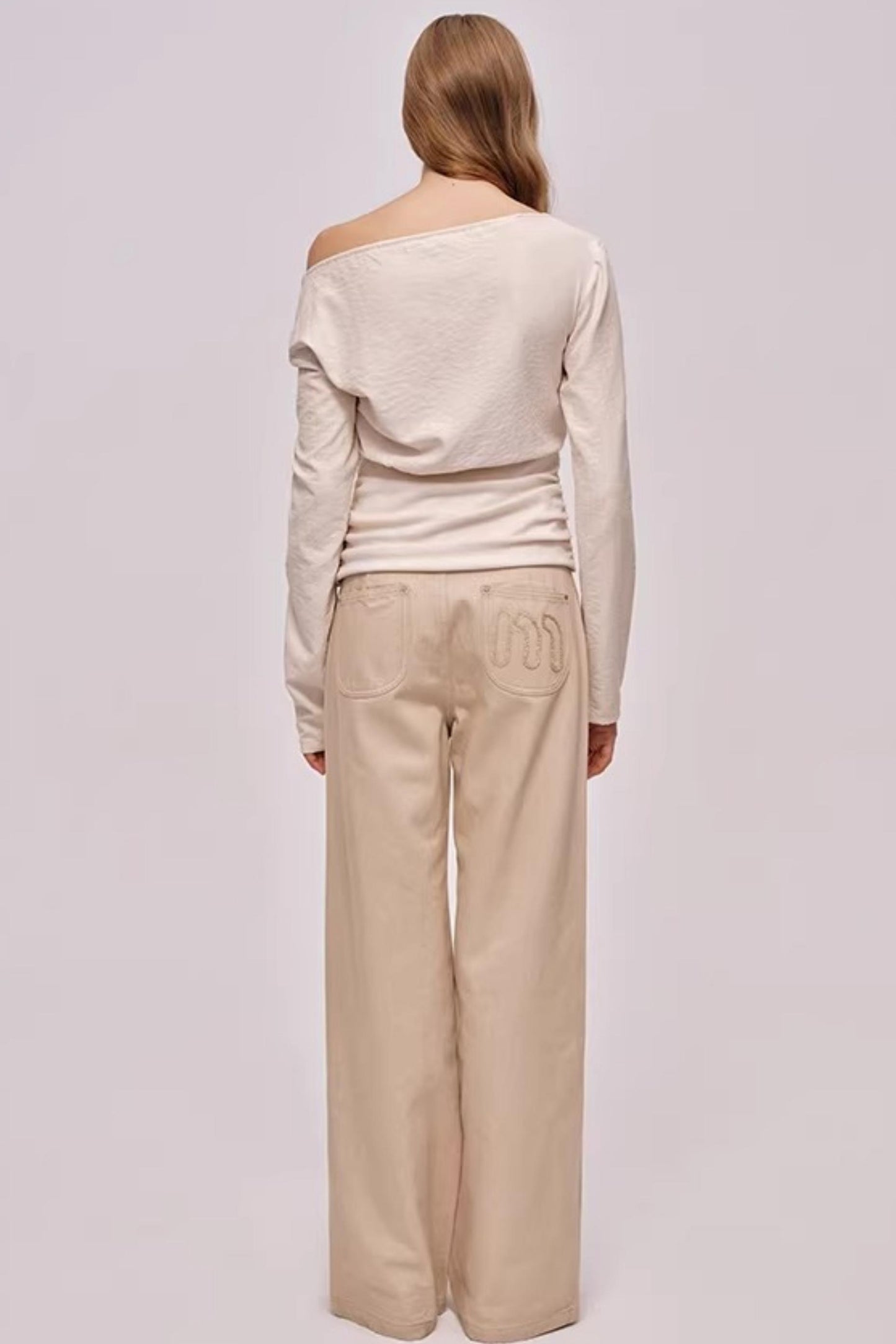 Slanted Shoulder Patchwork Top