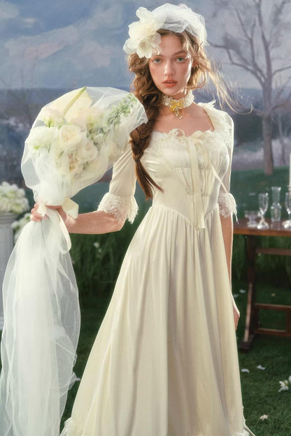 French Palace Satin Wedding Dress
