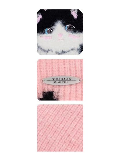 Soft thick thin cute cat sweater