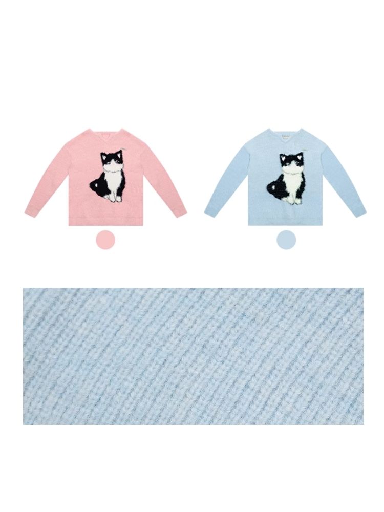 Soft thick thin cute cat sweater