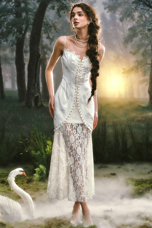 Pearlescent Sling Lace Dress