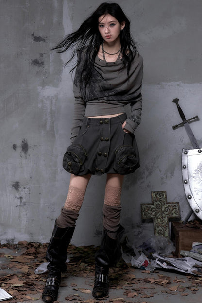 Wasteland Swing Collar Knitted Tops