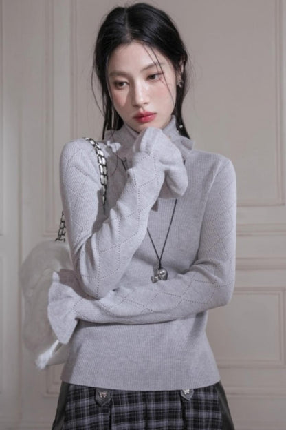 Mercerized Wool Ruffle Sweater