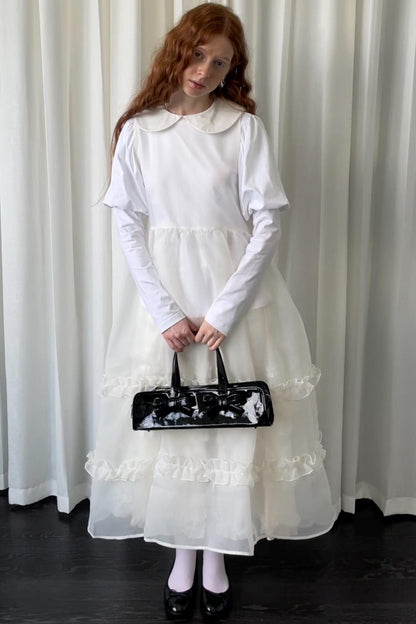 Puff Sleeve Crew Neck Long-Sleeved Top