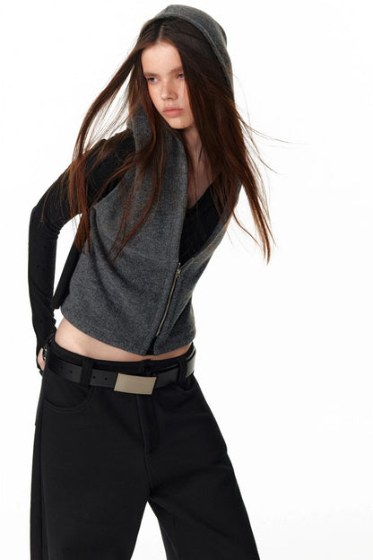 Vintage Hooded Knit Cardigan Top