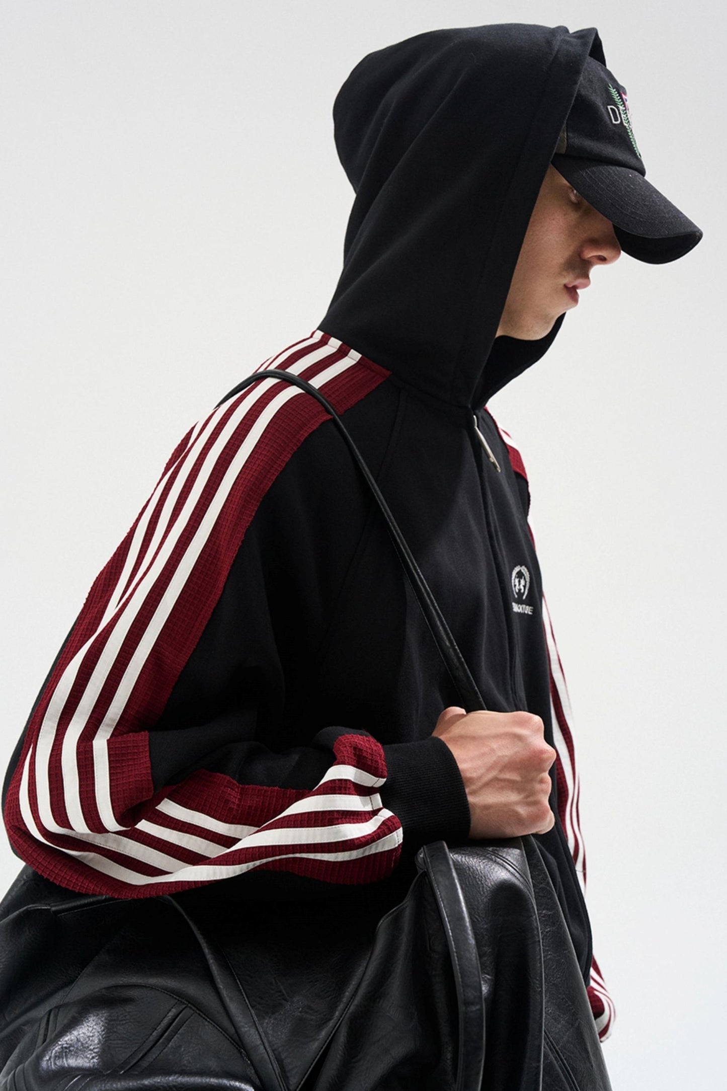 Raw Edge Contrast Hooded Cardigan