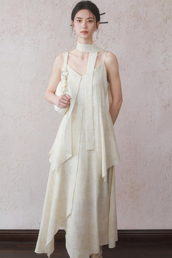 Apricot Ruffle Halter Dress