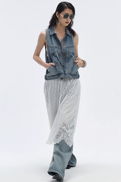 Summer Blue Washed Denim Vest