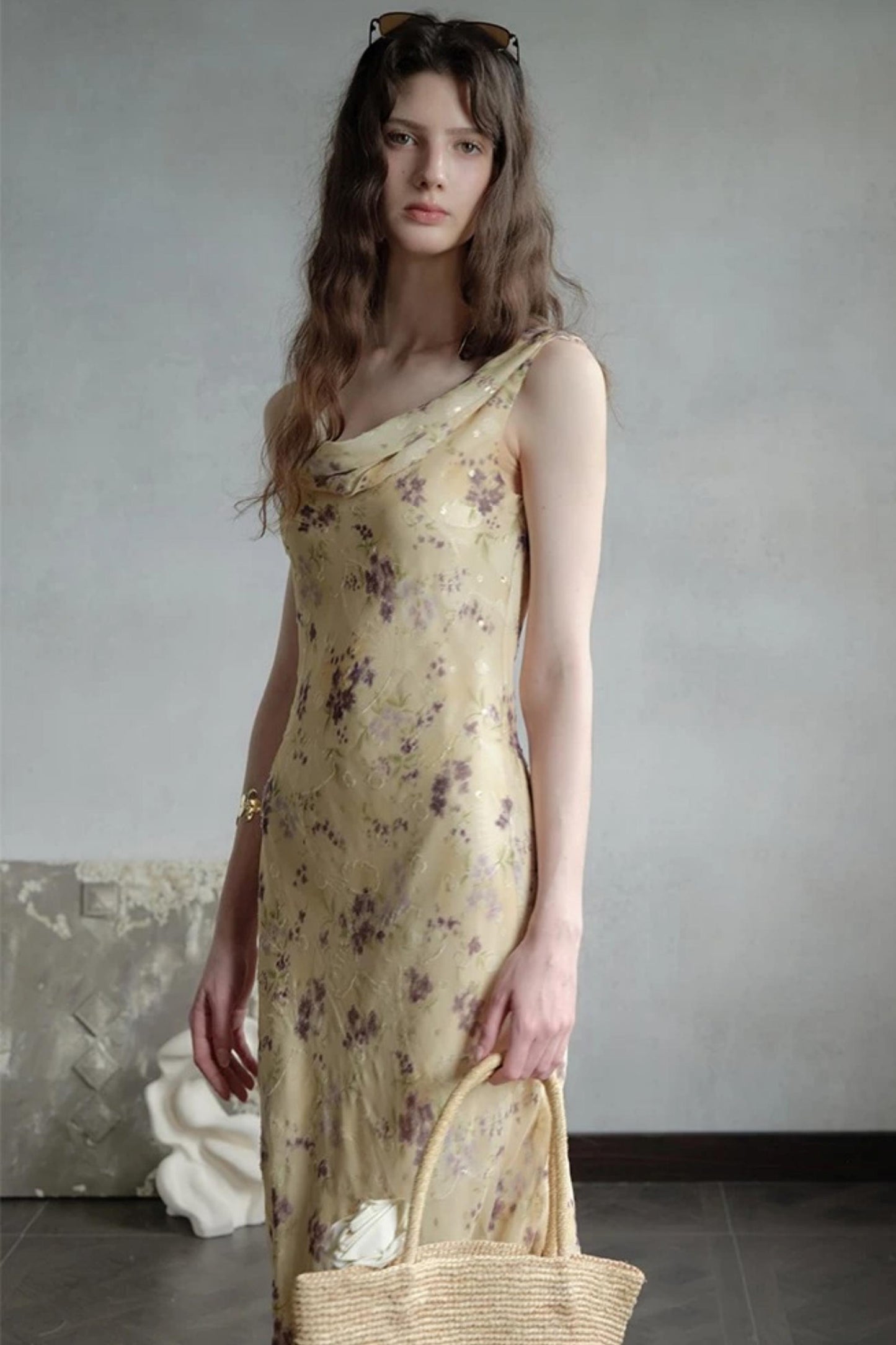 Burnt Floral Jacquard Dress