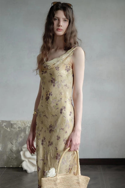 Burnt Floral Jacquard Dress
