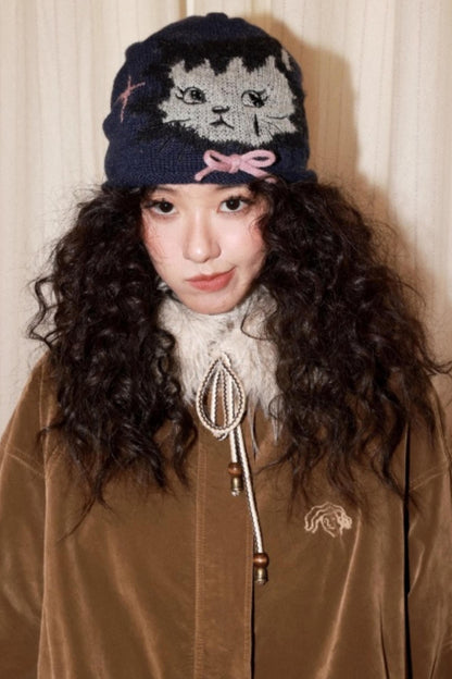 Knitted Cat Beanie Hat