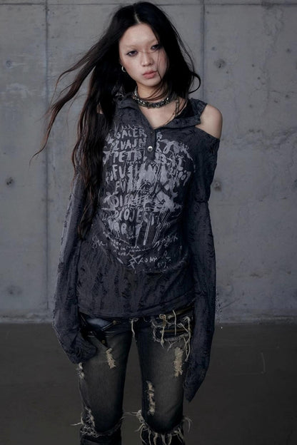 Vintage Punk Hooded Top