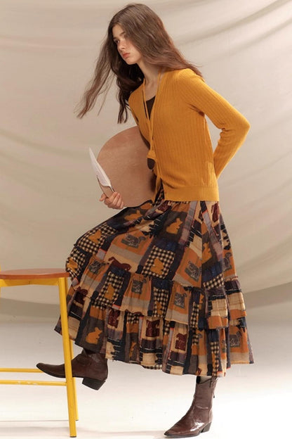 Vintage Pine Cone Sweater Skirt Set-Up