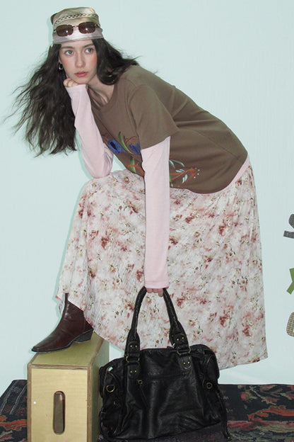 Brushed Knit Long Sleeve T-shirt