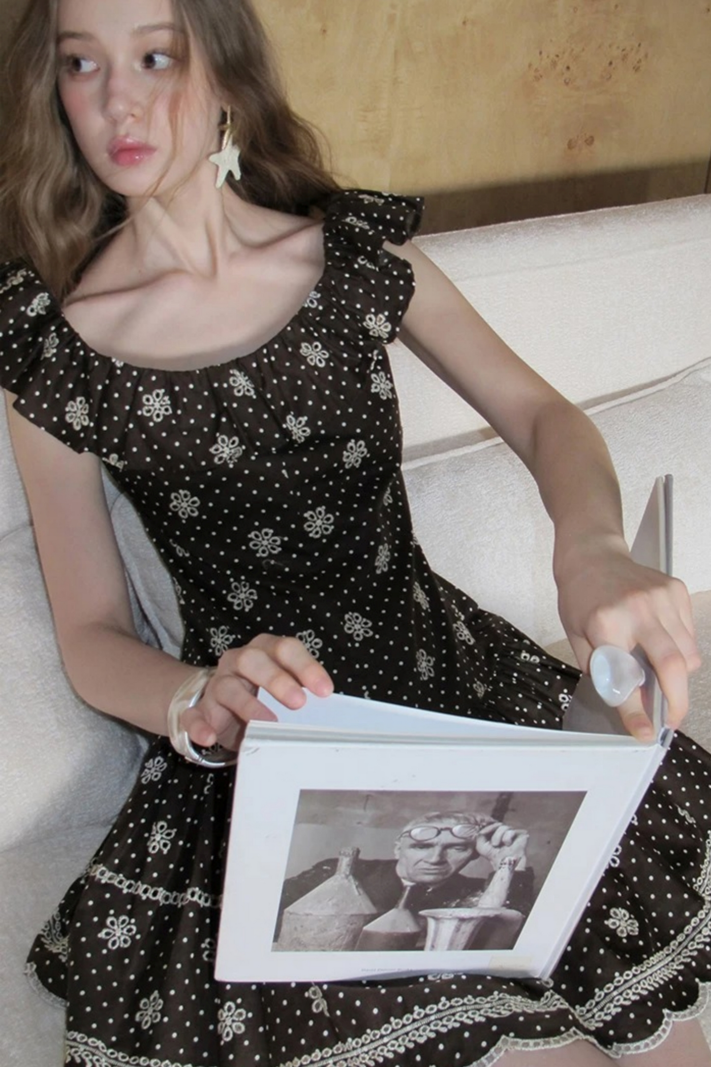 Embroidered One-Shoulder Dress