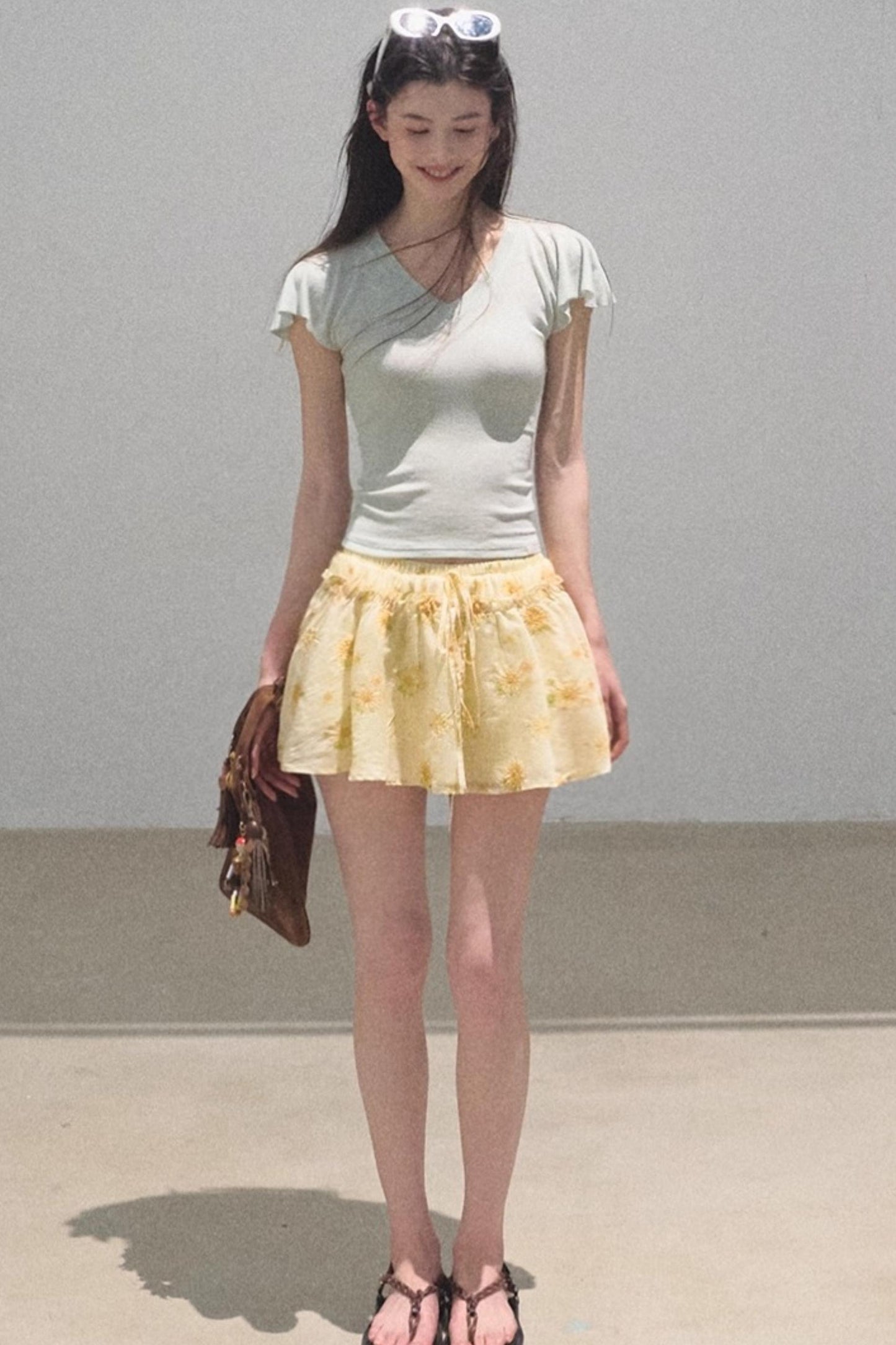 Embroidered Lyocell Puffy A-Line Skirt